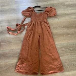 Billabong Terracotta Jumpsuit with Vintage Puff Sleeves